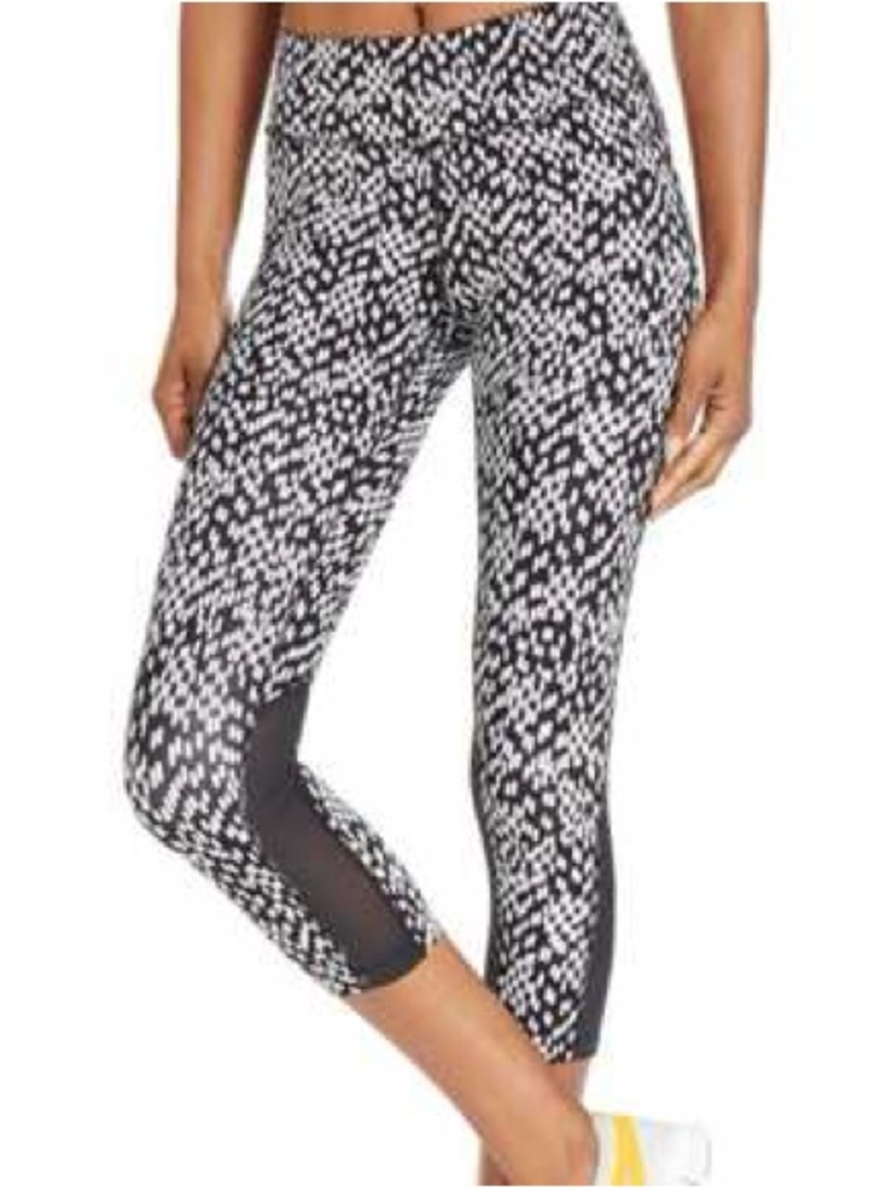 Nike Black & White Printed Capri Leggings with Mesh Insets